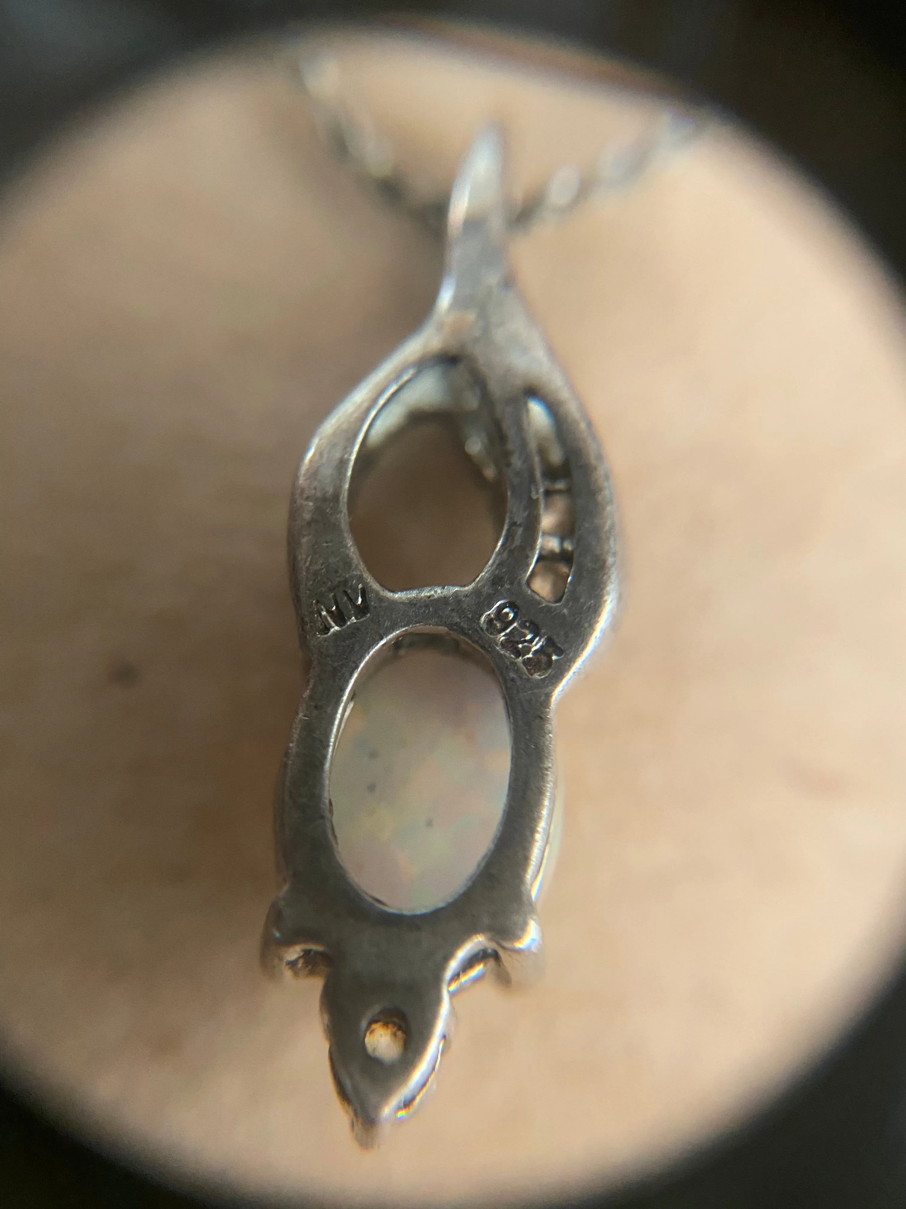 Sterling Silver 925 S Chain w Opal CZ Pendant Necklace