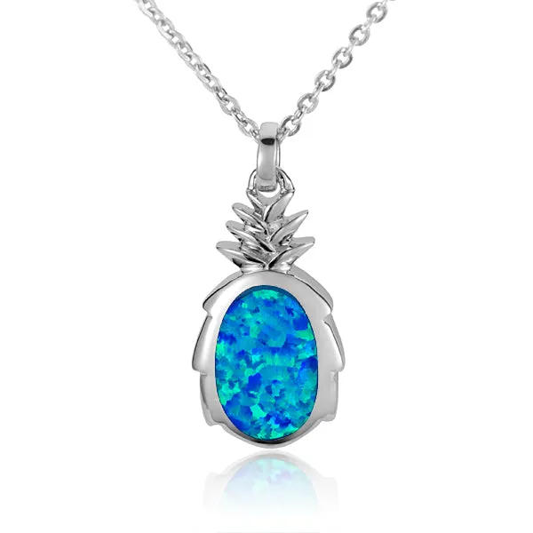 Sterling Silver Alamea Hawaii Blue Opal Pineapple Pendant