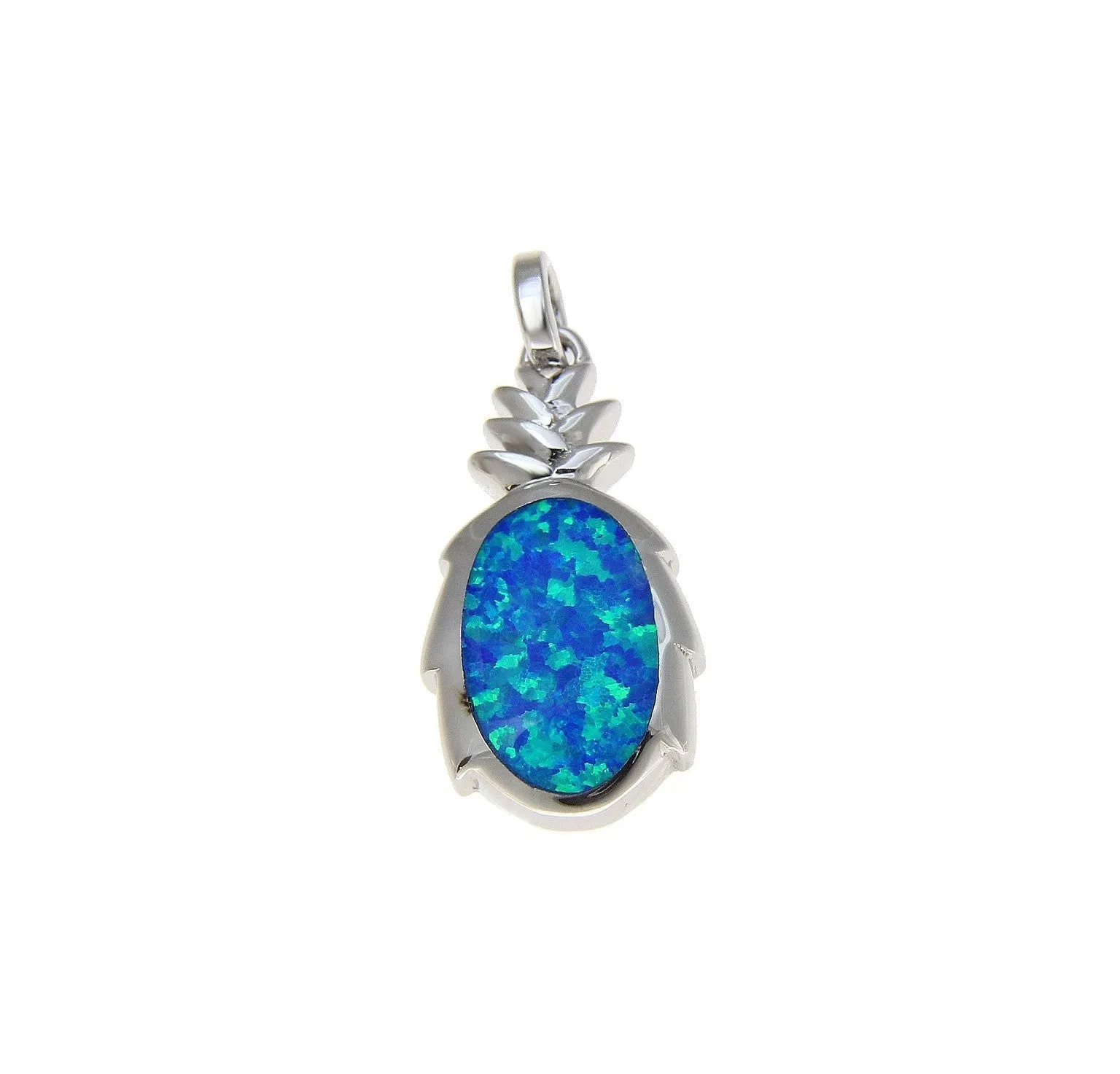 Sterling Silver Alamea Hawaii Blue Opal Pineapple Pendant