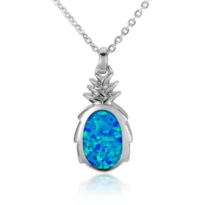 Sterling Silver Alamea Hawaii Blue Opal Pineapple Pendant