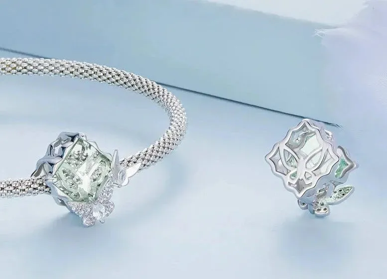 Sterling Silver Honey Bee Charm with Zircon for Bracelets