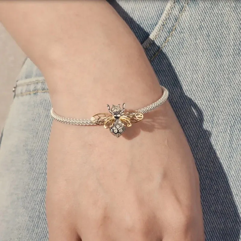 Sterling Silver Honey Bee Charm with Zircon for Bracelets