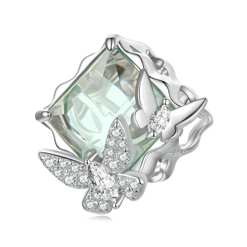 Sterling Silver Honey Bee Charm with Zircon for Bracelets