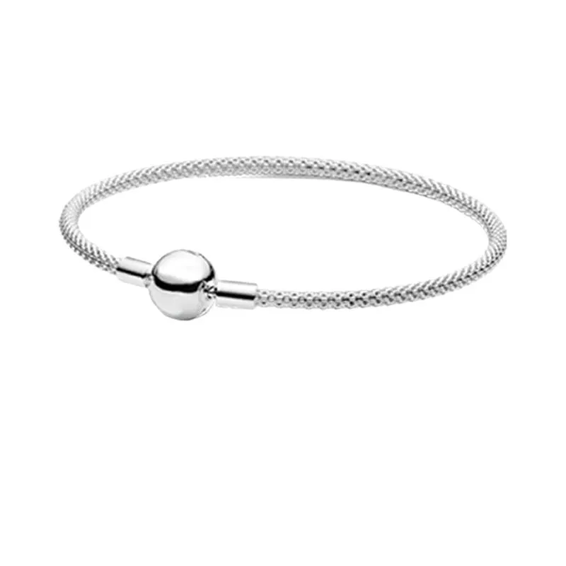 Sterling Silver Snake Chain With Bead Charm Bracelet