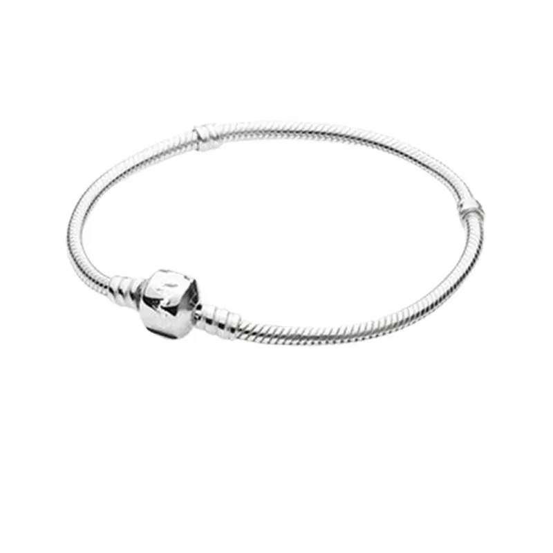 Sterling Silver Snake Chain With Bead Charm Bracelet