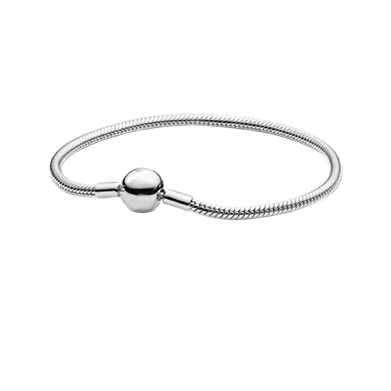 Sterling Silver Snake Chain With Bead Charm Bracelet
