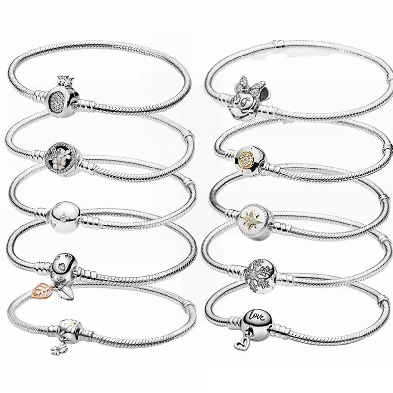 Sterling Silver Snake Chain With Bead Charm Bracelet