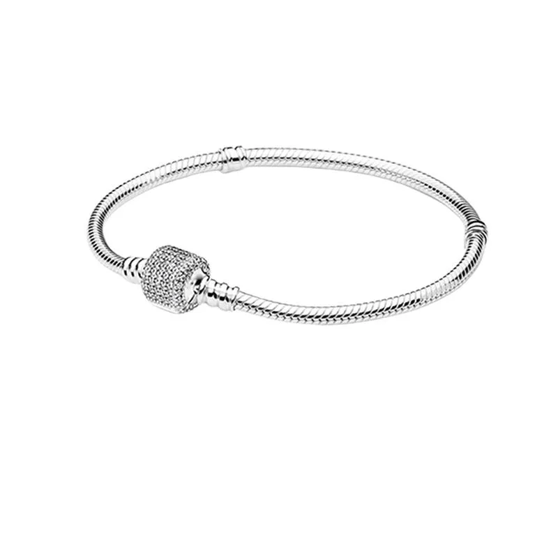 Sterling Silver Snake Chain With Bead Charm Bracelet