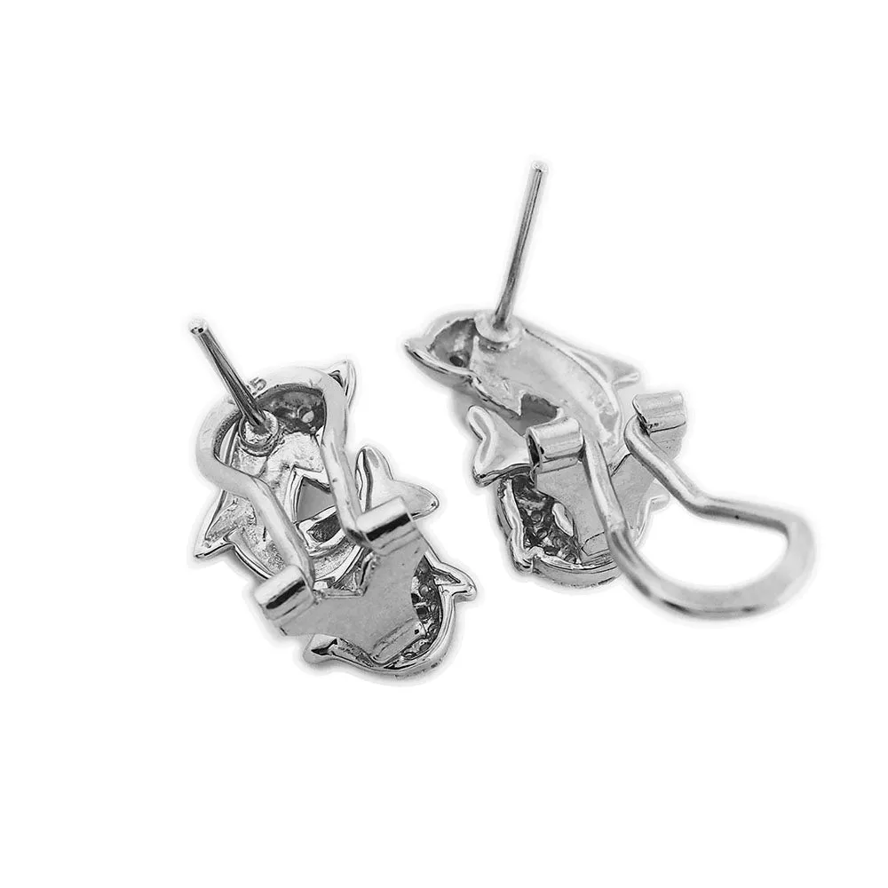 Sterling Silver Synthetic Blue Opal Dolphin Earrings