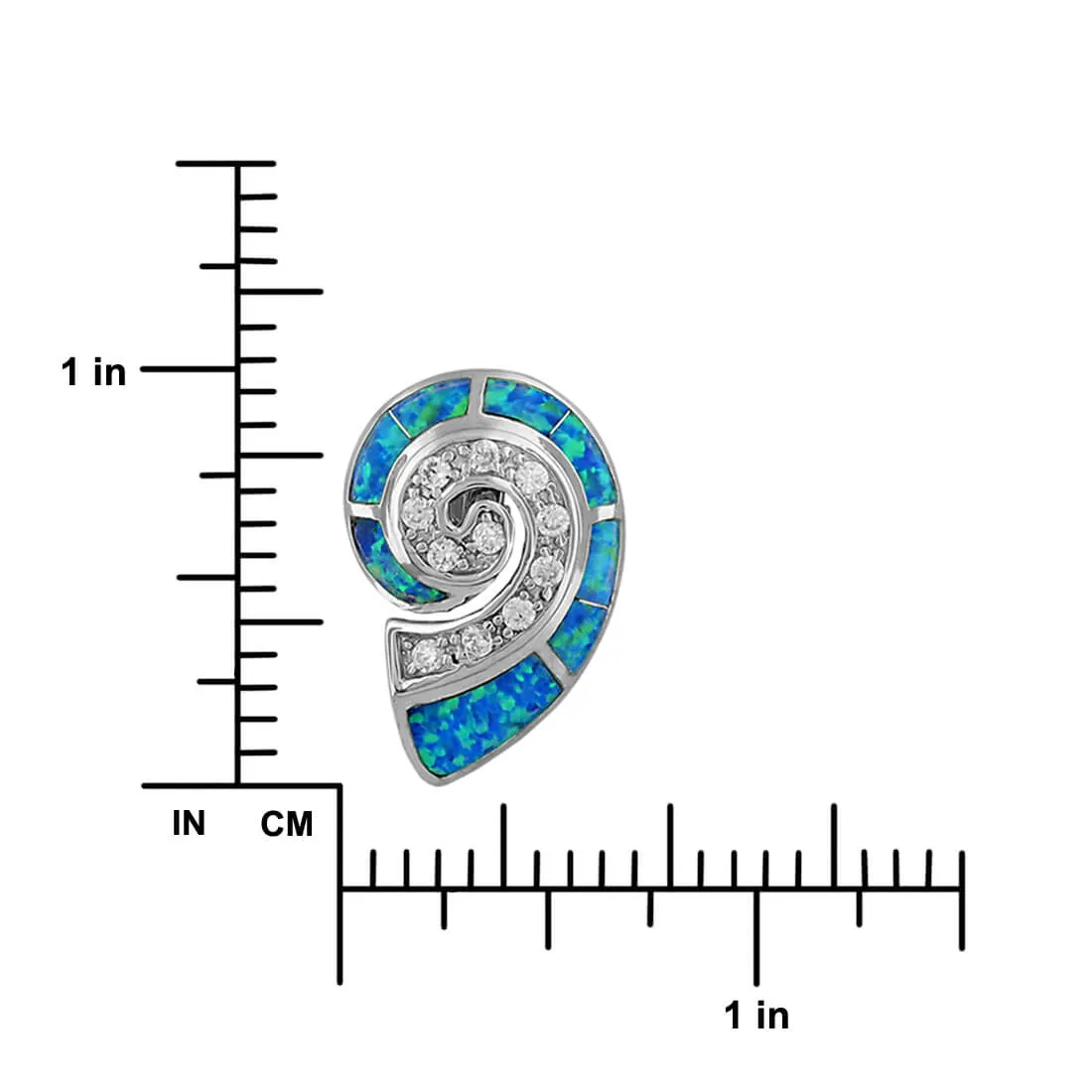 Sterling Silver Synthetic Blue Opal Nautilus Shell Pendant Necklace, 16 2" Extender