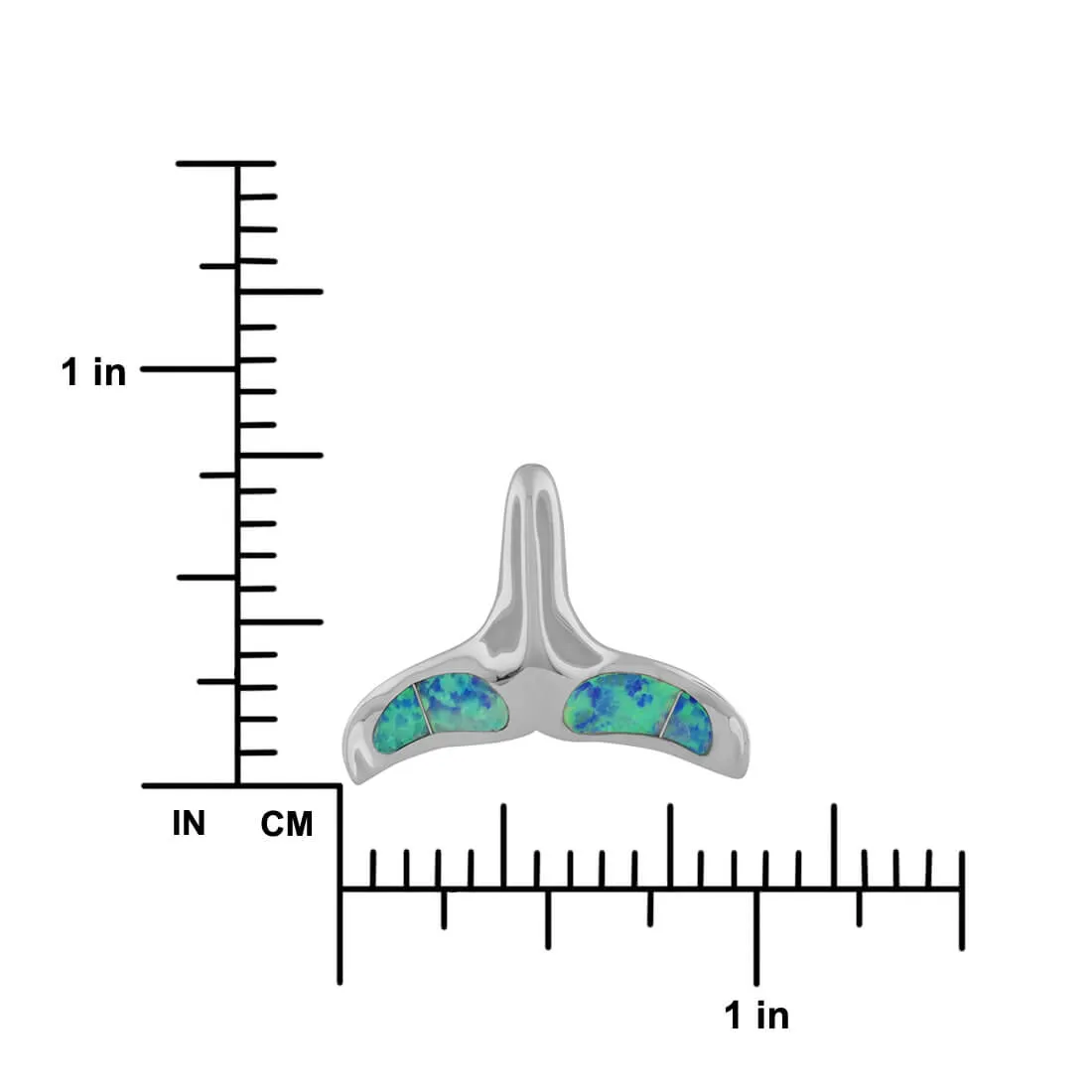 Sterling Silver Synthetic Blue Opal Whale Tail Pendant Necklace, 16 2" Extender