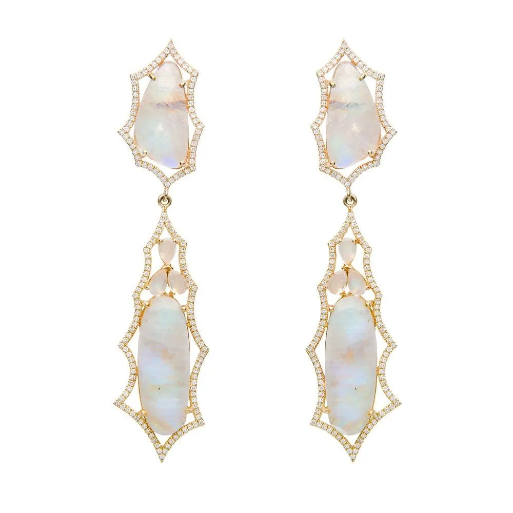 STRIKING DIAMOND EARRING, MOONSTONE