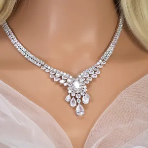 Swarovski Crystal Exquisite Juliet's Drop Diamond/Crystal Necklace Set, Bridal Necklace Set, Bridal Jewelry, Statement Necklace