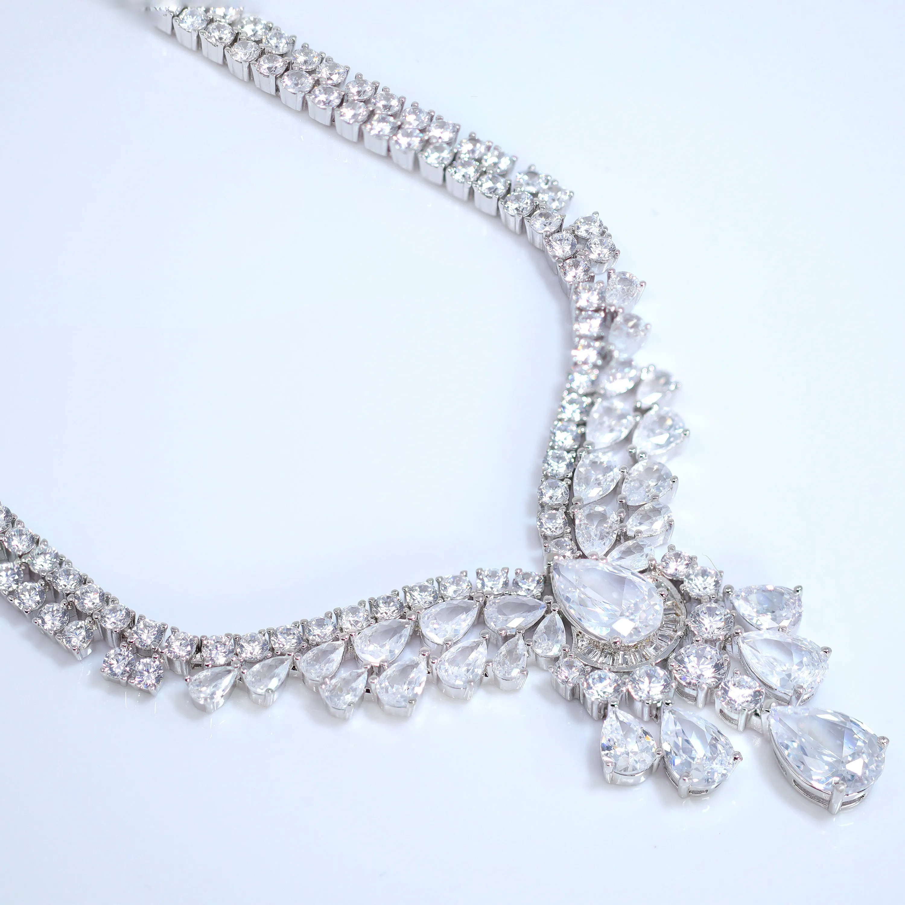 Swarovski Crystal Exquisite Juliet's Drop Diamond/Crystal Necklace Set, Bridal Necklace Set, Bridal Jewelry, Statement Necklace
