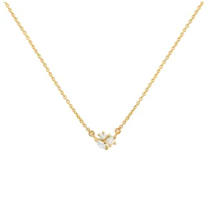 Synthetic Opal Gold Plated Silver stone set Cluster 18" Necklace