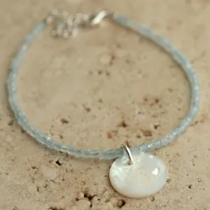 Take 3 Aquamarine and Mother of Pearl Bracelet Sterling Silver