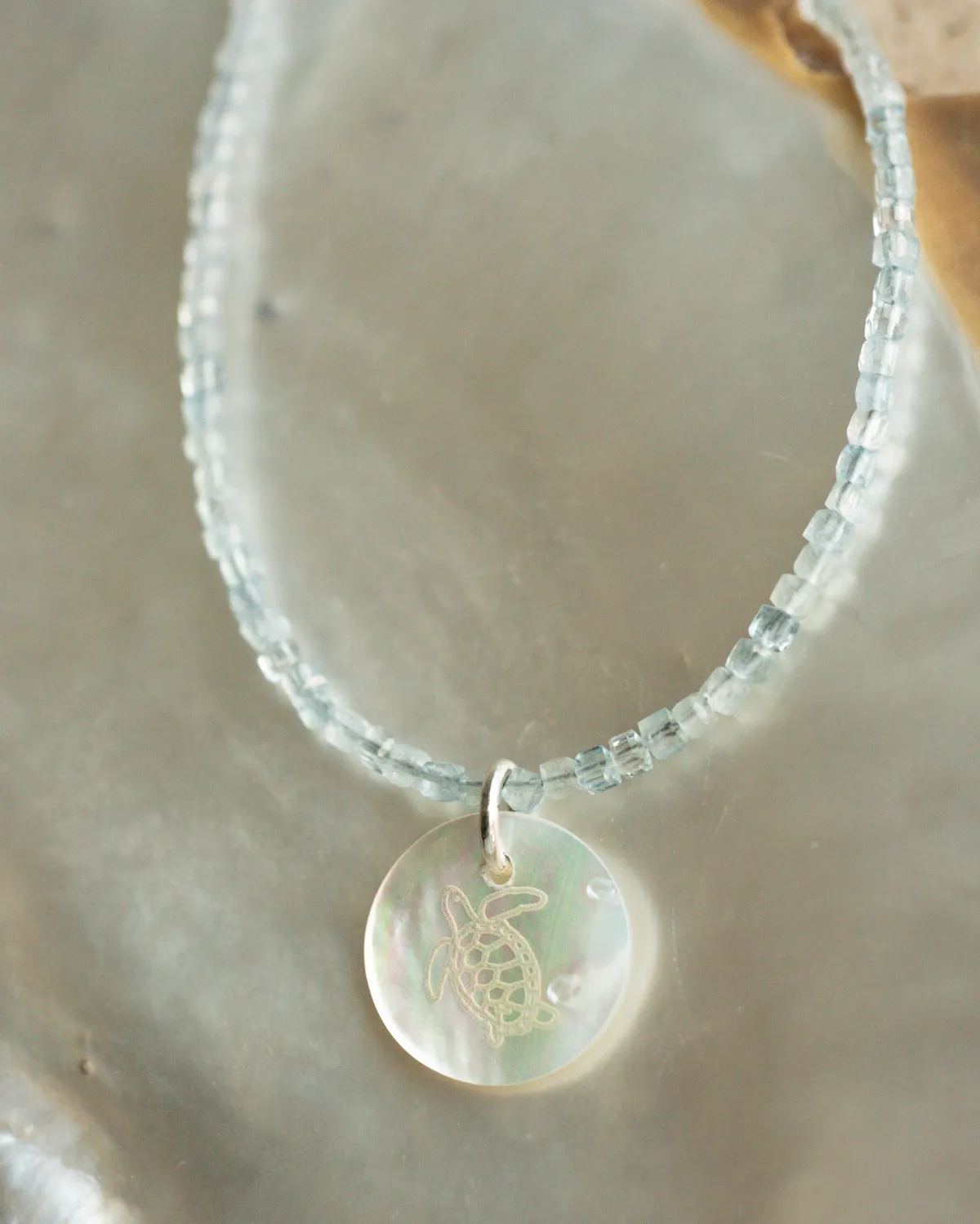 Take 3 Aquamarine and Mother of Pearl Bracelet Sterling Silver