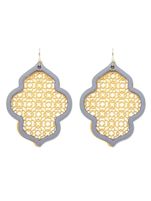 TE9575 Pattern Cutout Abstract Earrings