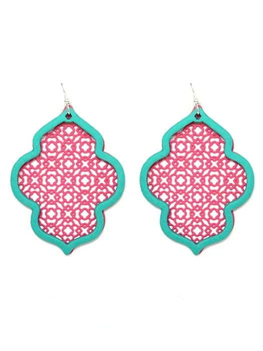 TE9575 Pattern Cutout Abstract Earrings
