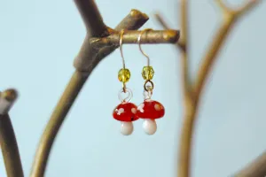 Tiny Glass Mushroom Earrings