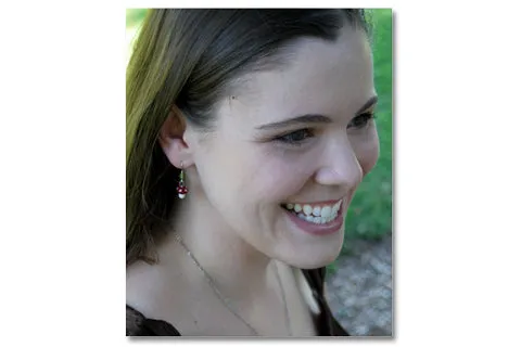 Tiny Glass Mushroom Earrings