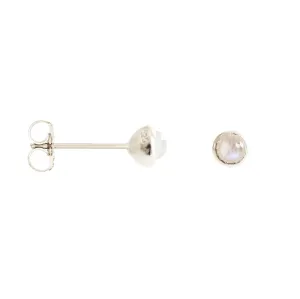 TINY PROTECT STUD EARRINGS - RAINBOW MOONSTONE & SILVER