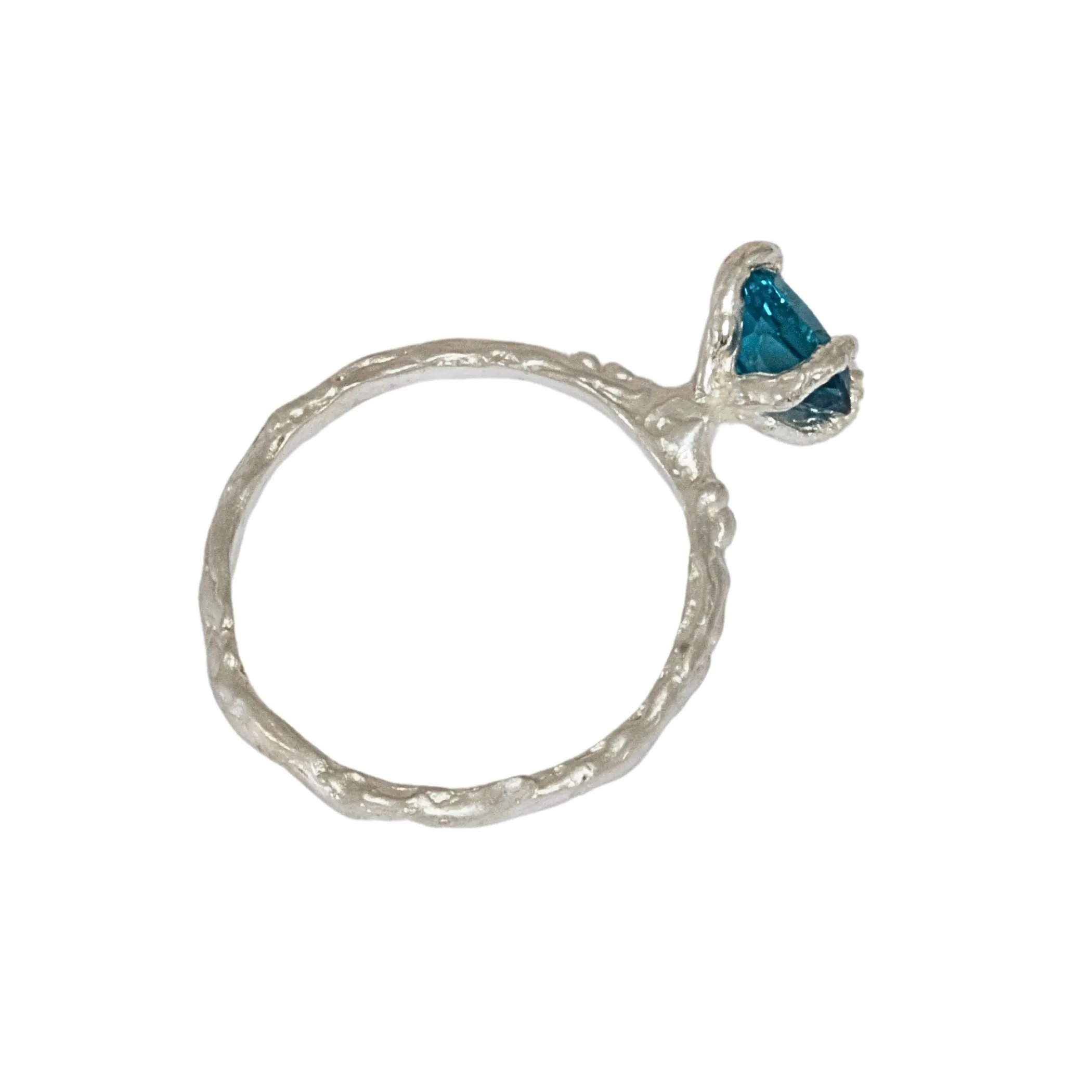 Topaz Silver Organic Earth Ring
