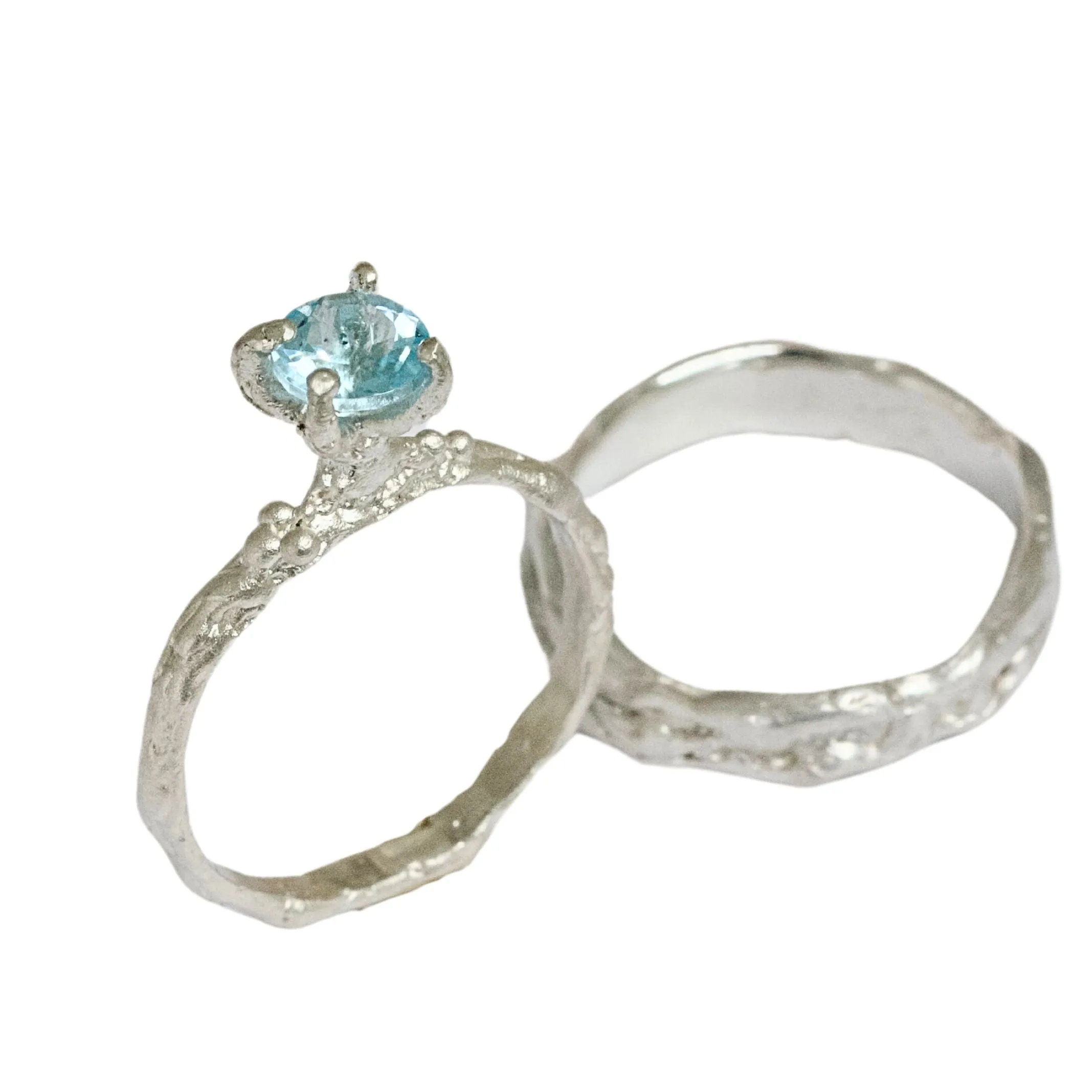 Topaz Silver Organic Earth Ring