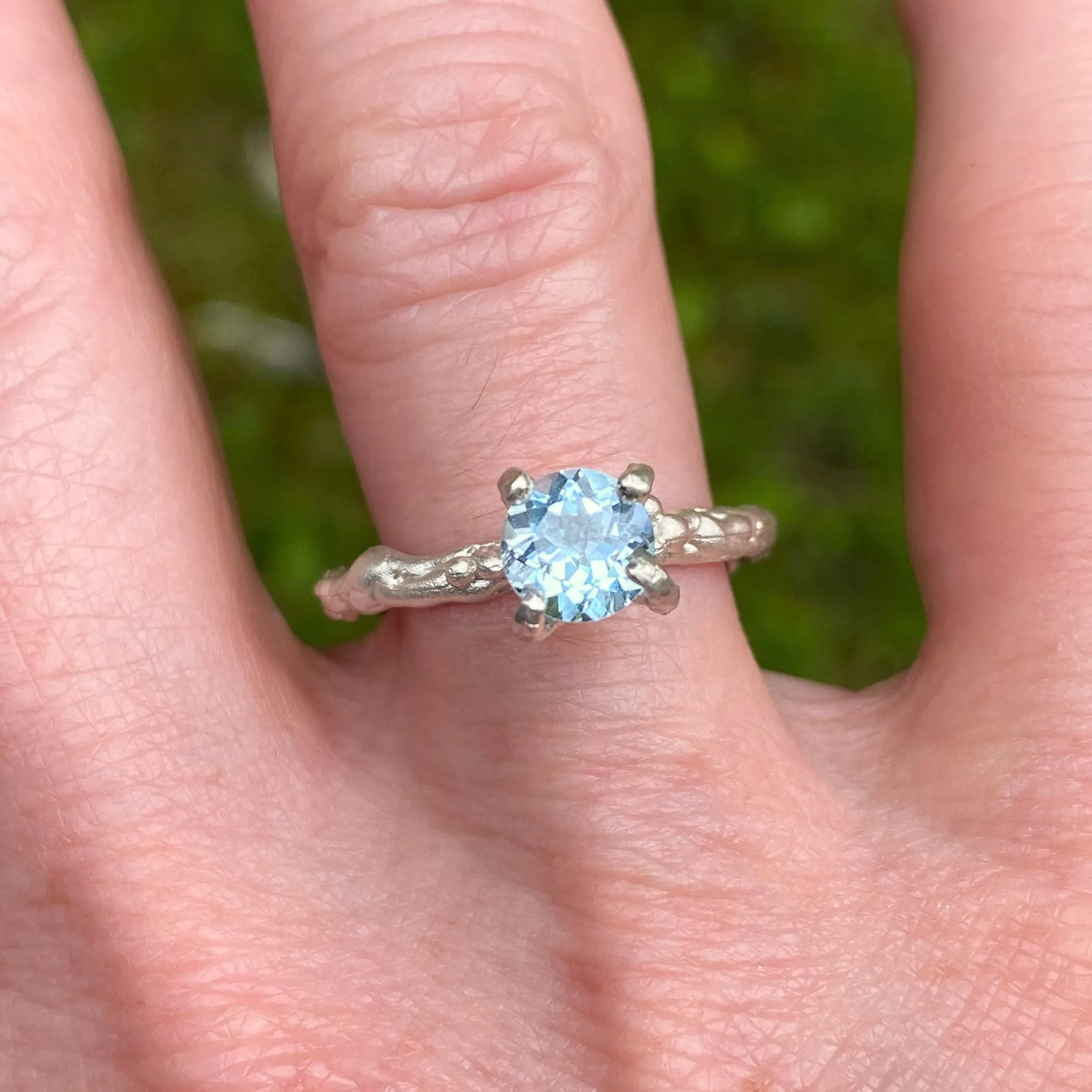 Topaz Silver Organic Earth Ring