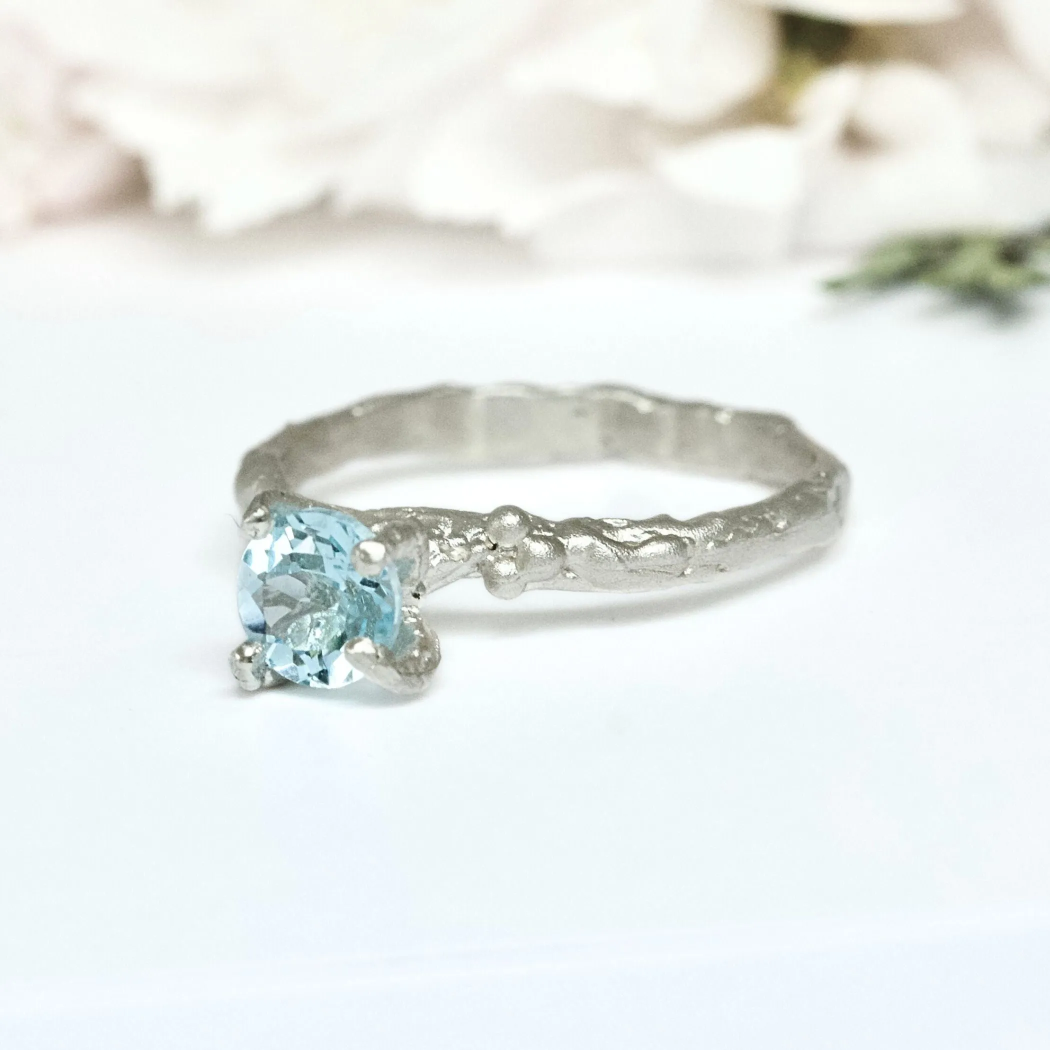 Topaz Silver Organic Earth Ring