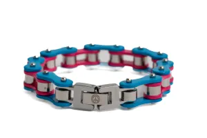 Trans Pride Stainless Steel Bike Chain Bracelet