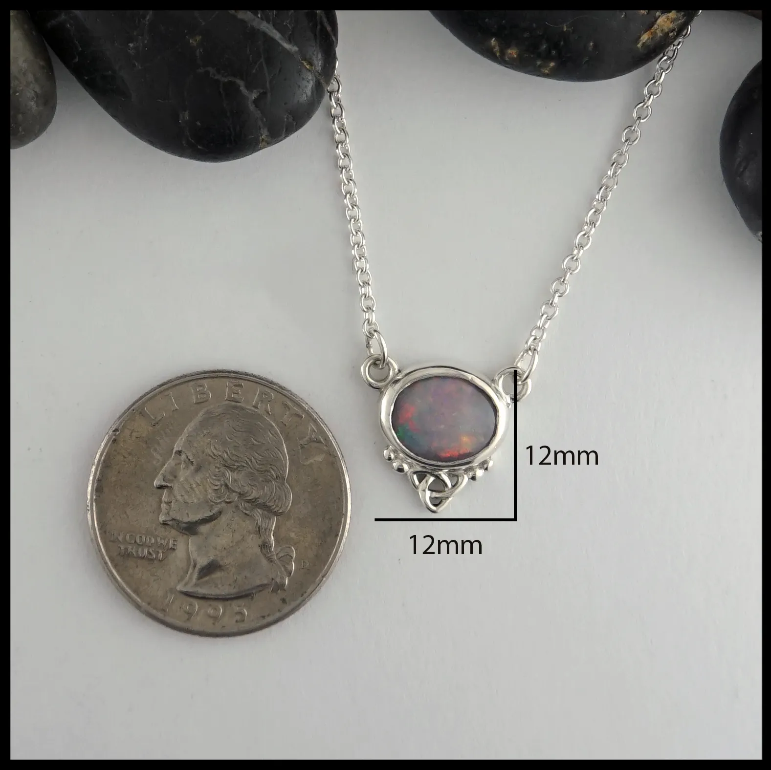 Trinity Opal Silver Necklace