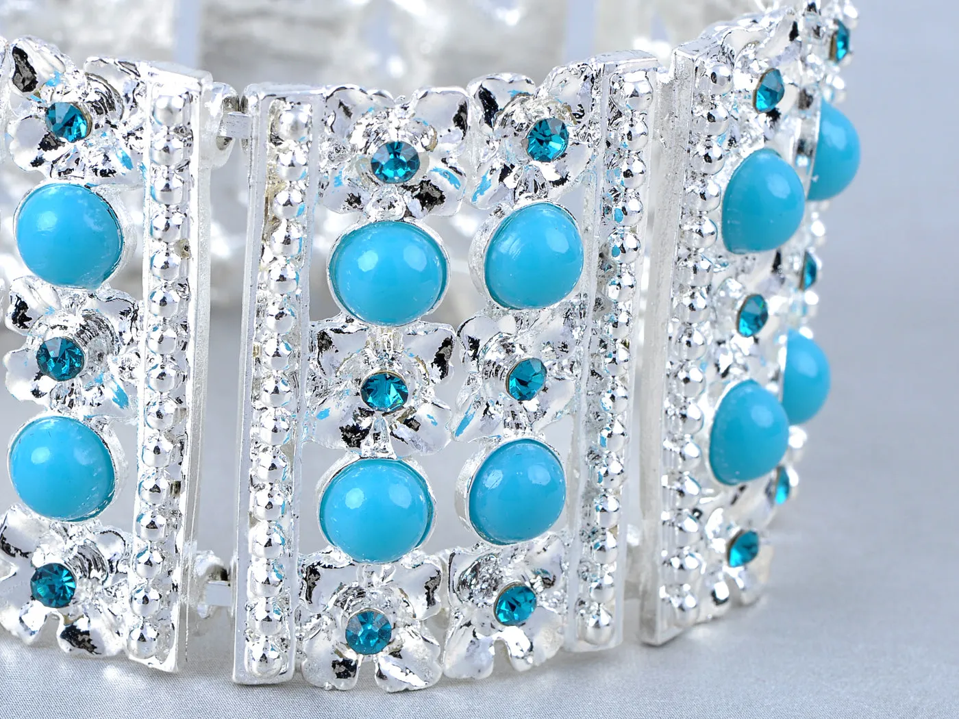 Turquoise Like Bead Bracelet Bangle Cuff