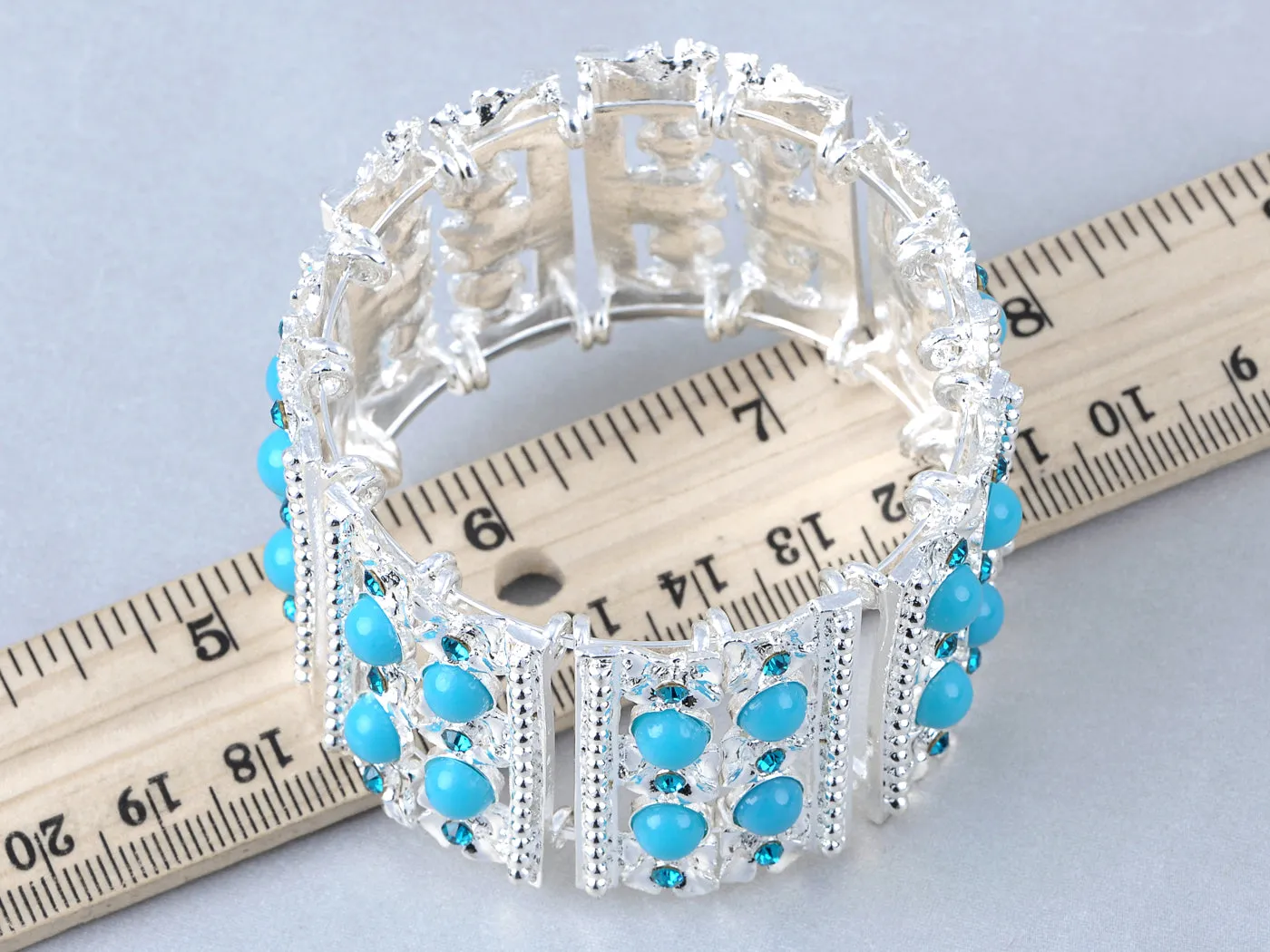 Turquoise Like Bead Bracelet Bangle Cuff