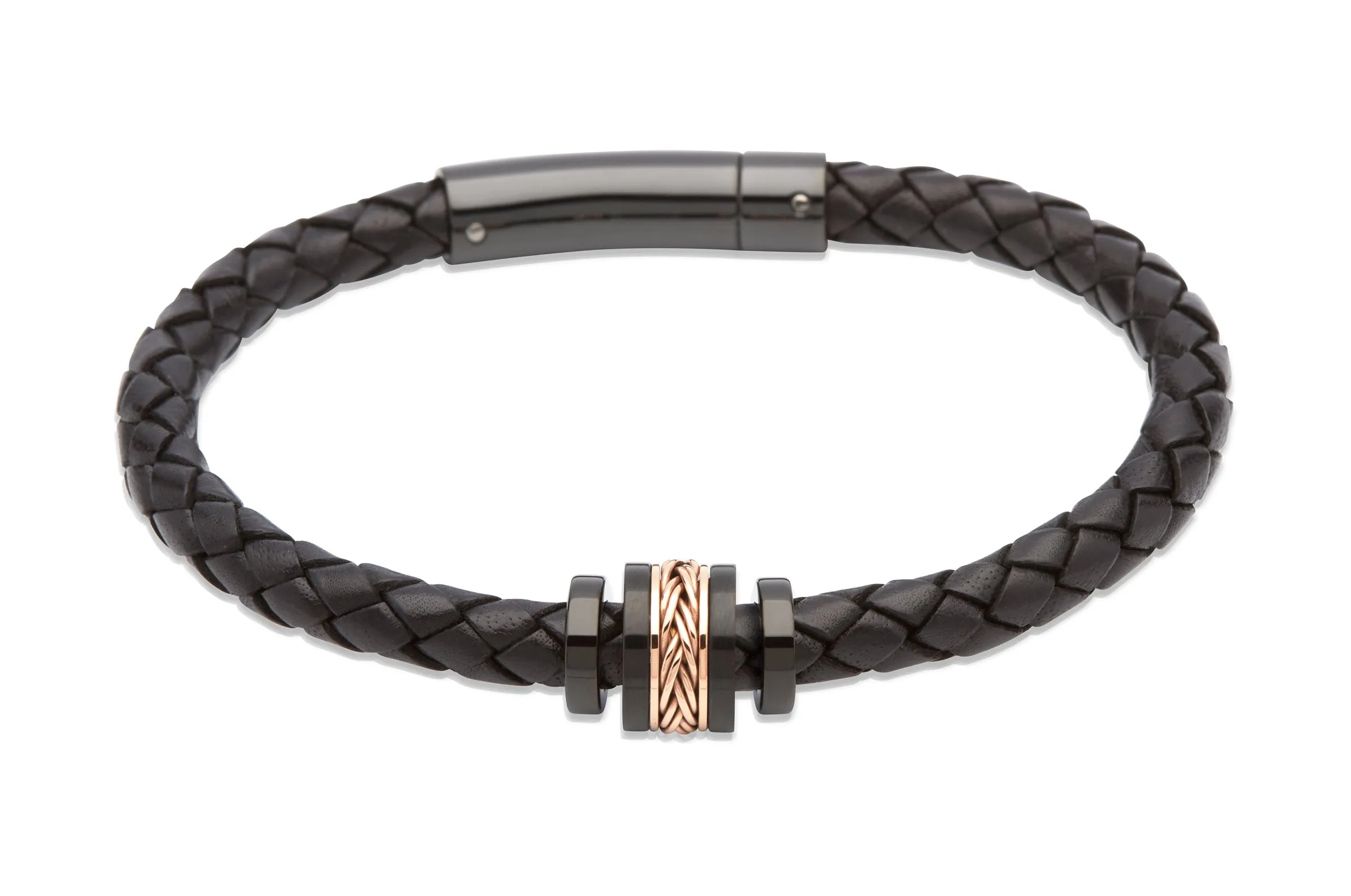 Unique & Co Black Leather Bracelet B326BL