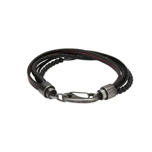 Unique & Co Black Leather Bracelet B435RE