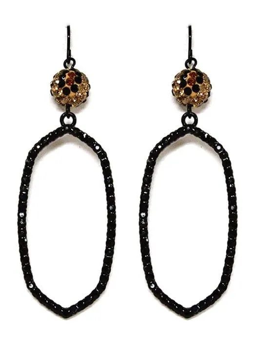 VE2824 Beaded Stone Hexagon Dangle Earrings