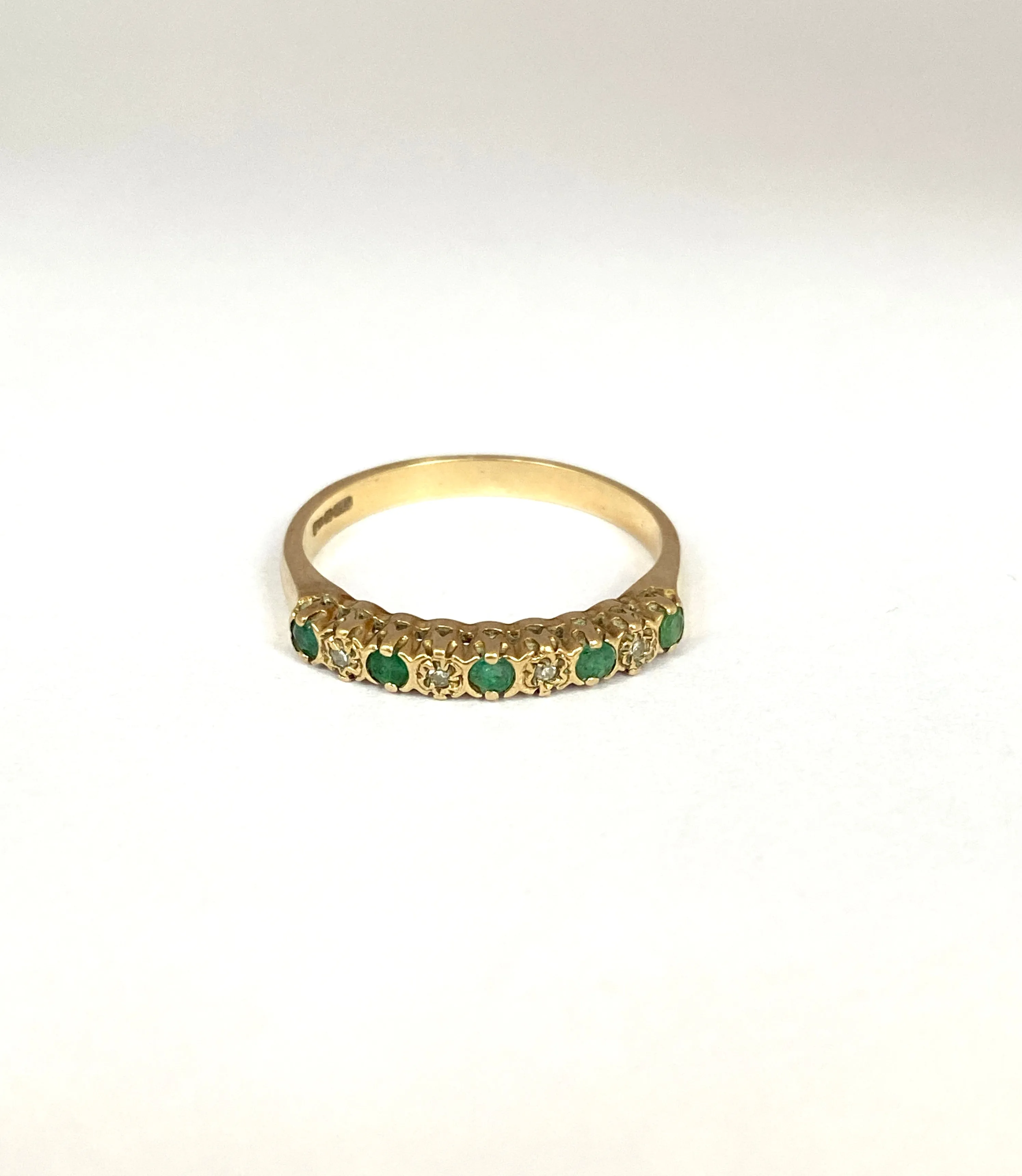 Vintage, 9ct Gold Emerald and Diamond Stacking Ring