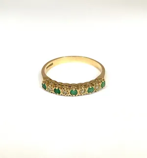 Vintage, 9ct Gold Emerald and Diamond Stacking Ring
