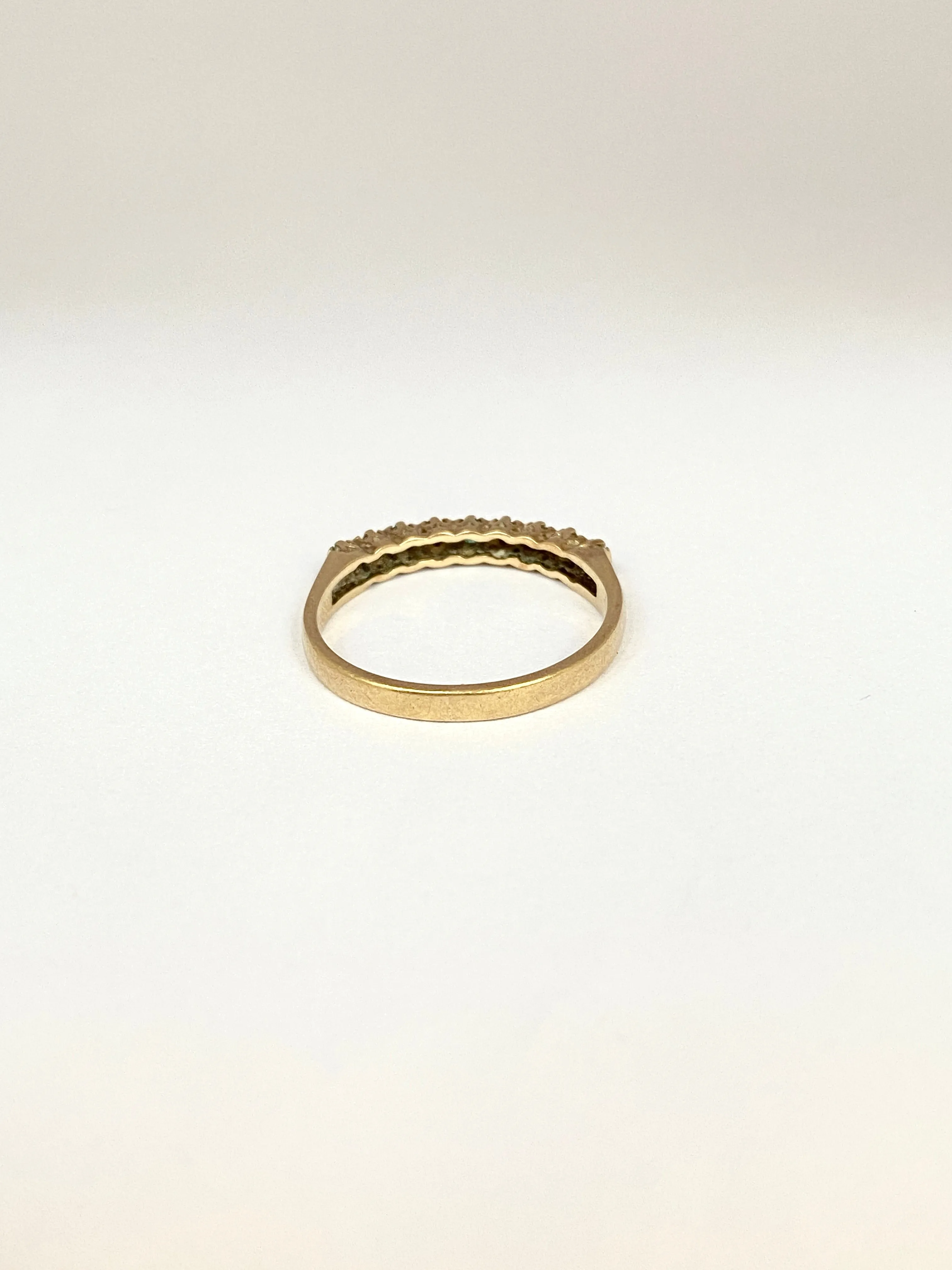 Vintage, 9ct Gold Emerald and Diamond Stacking Ring