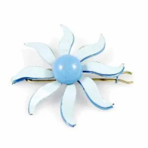 Vintage Blue Enamel Floral Hair Barrett 1950S