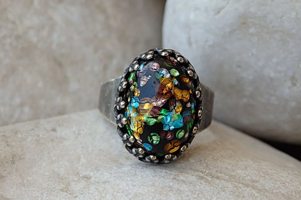 Vintage Glass Opal Ring