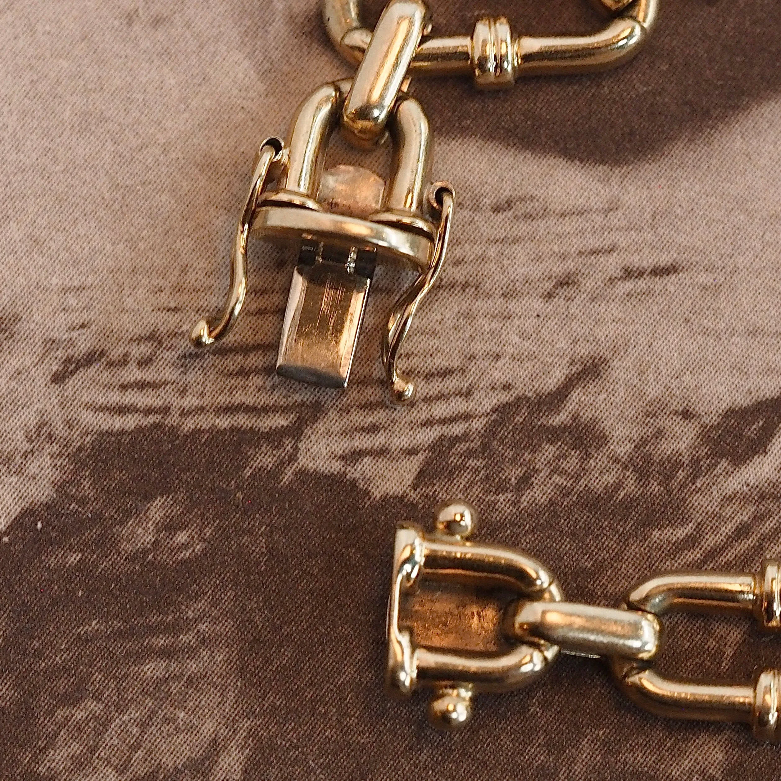 Vintage Italian 14k Gold Banded Paperclip Chain Bracelet