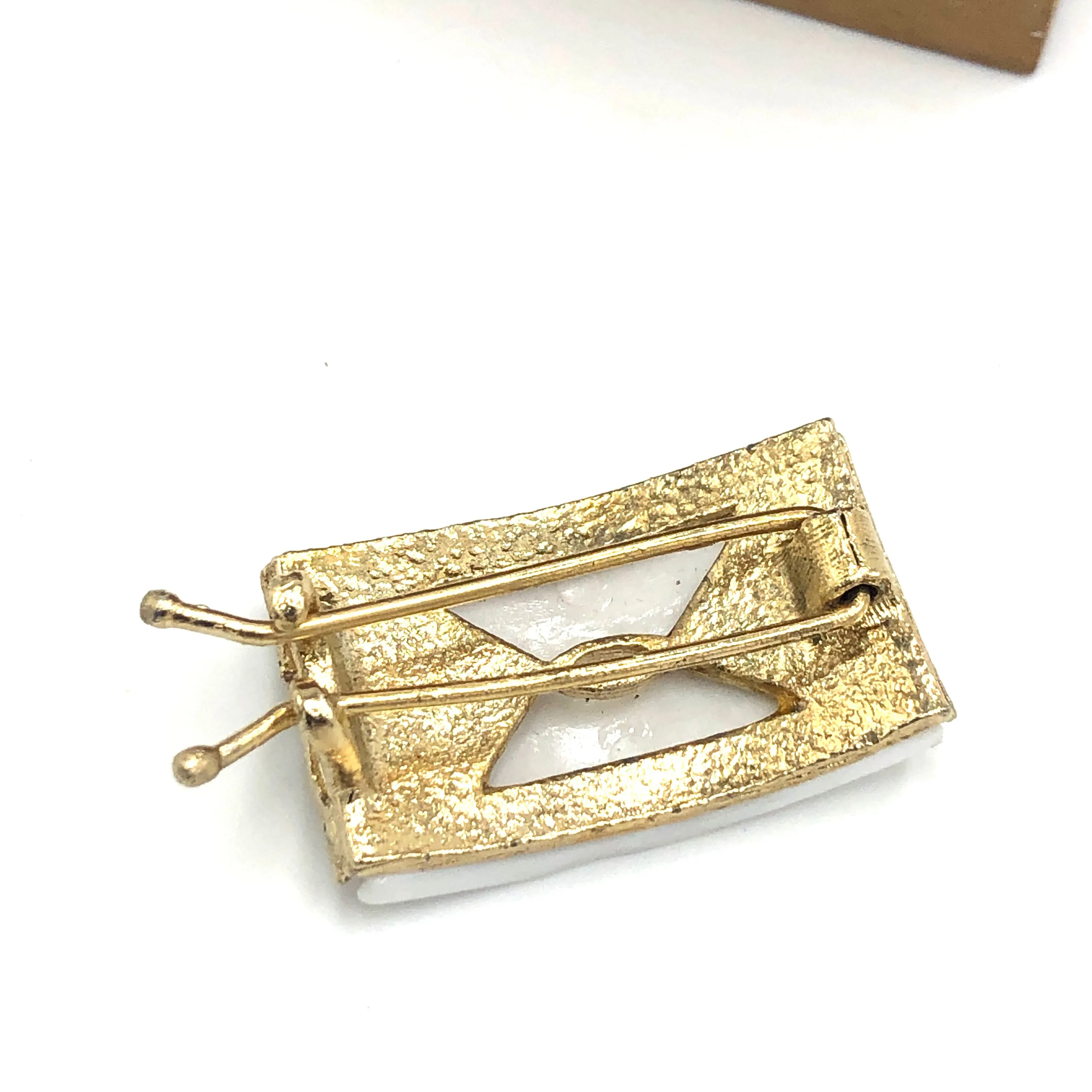 White Deco Barrette *AS IS - Vintage Patina