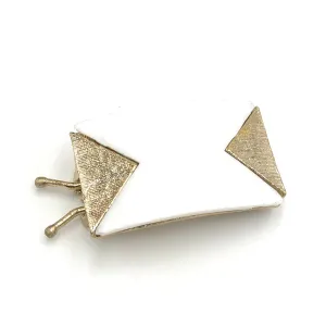 White Deco Barrette *AS IS - Vintage Patina