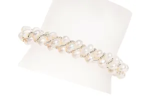 White Multi Strand Braided Freshwater Pearl Bracelet 6mm