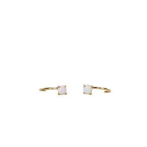 White Opal Gold Plated Huggies