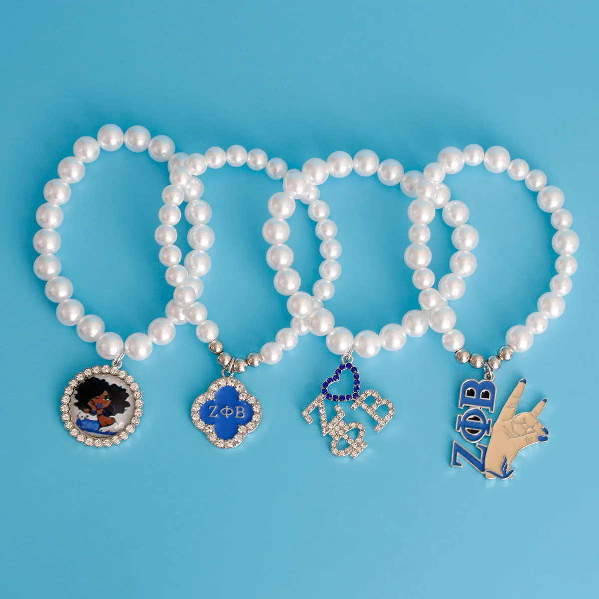 White Pearl Blue Sorority Set