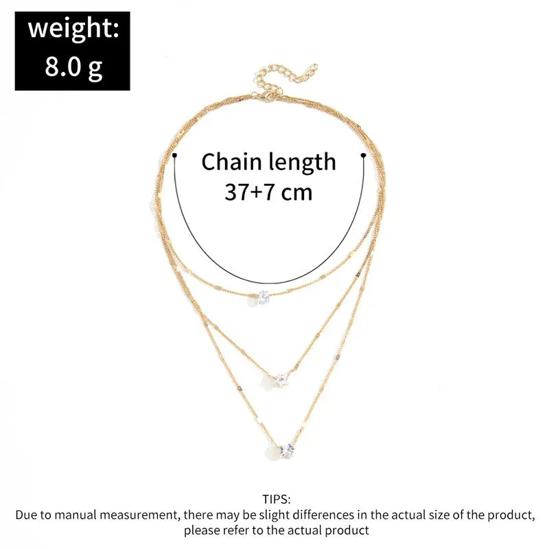 XN012 - Multi-layer zircon pendant necklace