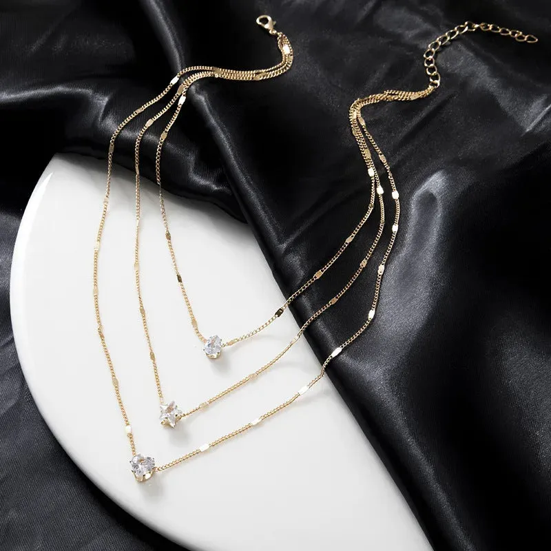 XN012 - Multi-layer zircon pendant necklace